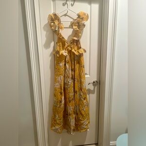 H&M Yellow Floral Dress Ruffled Sleeves NWT Size Medium